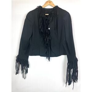JACKIE ROGERS Black Ruffle Blazer Jacket Witchy Coquette Whimsigoth Festival